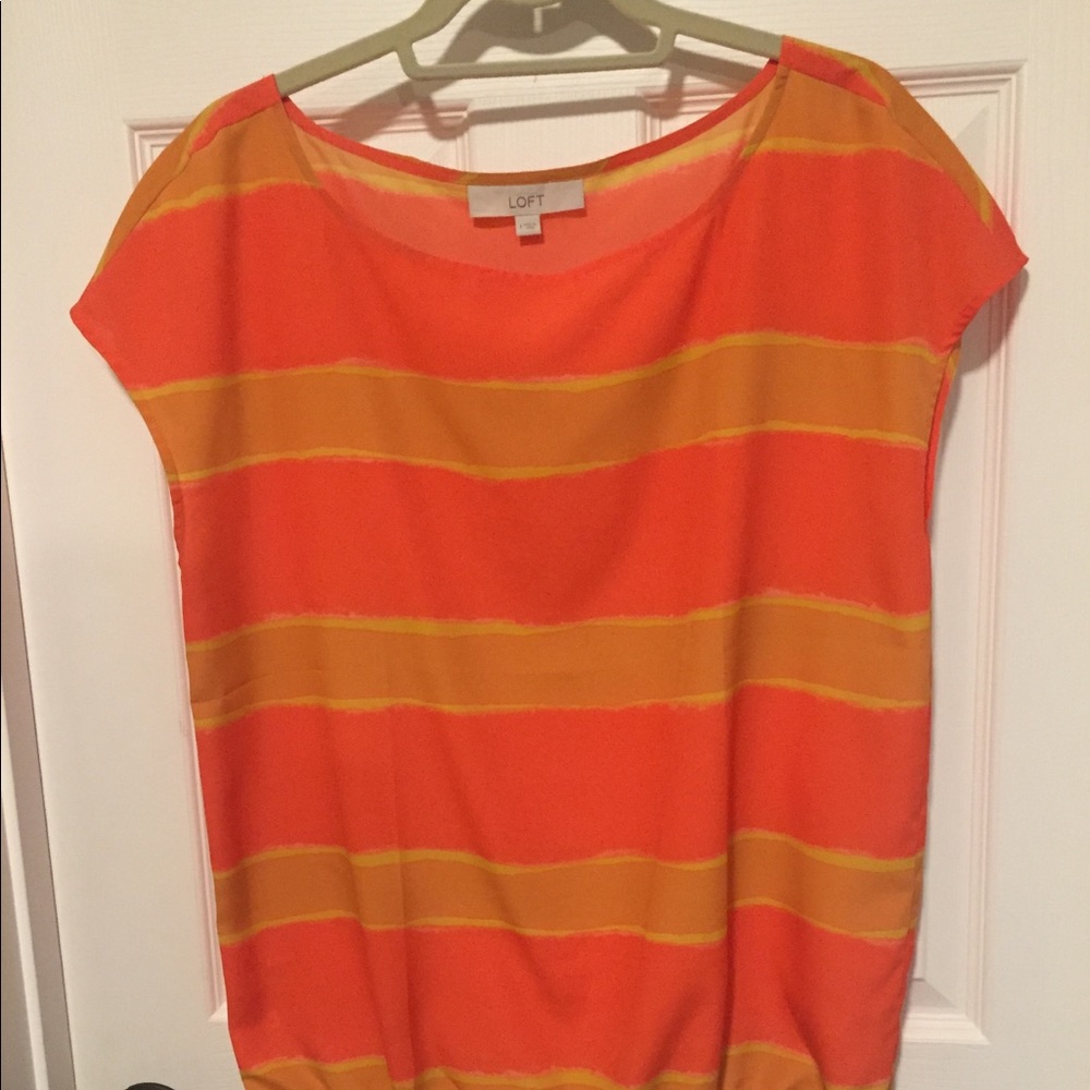 LOFT Multi Color Stripe Blouse in EUC - Sz Lg
